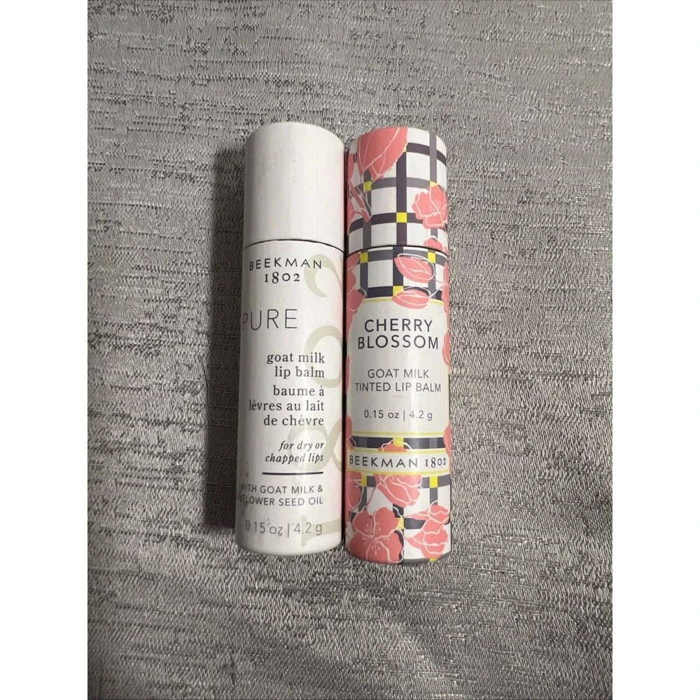 2x Beekman 1802 Pure Goat Milk Lip Balm Fragrance Free 0.15 oz New In Box